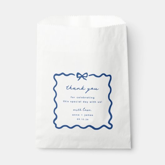 Sachets En Papier Mariage de charpente à mâchoires dessinées en bleu (Devant)