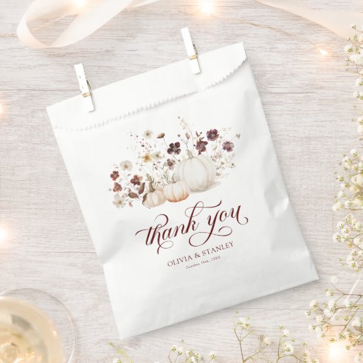 Sachets En Papier Mariage de citrouille d'automne rustique (Coupé)