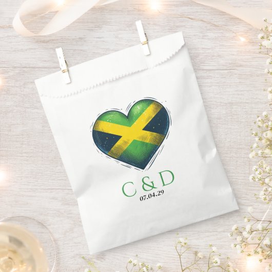 Sachets En Papier Mariage de coeur jamaïcain (Coupé)
