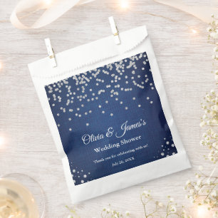 Sachets En Papier Mariage de couple en denim bleu avec perles et dia