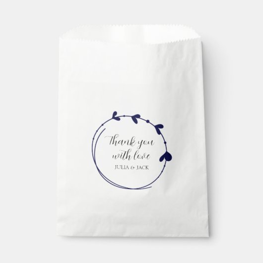 Sachets En Papier Mariage de couronne bleu marine simple coeur (Devant)