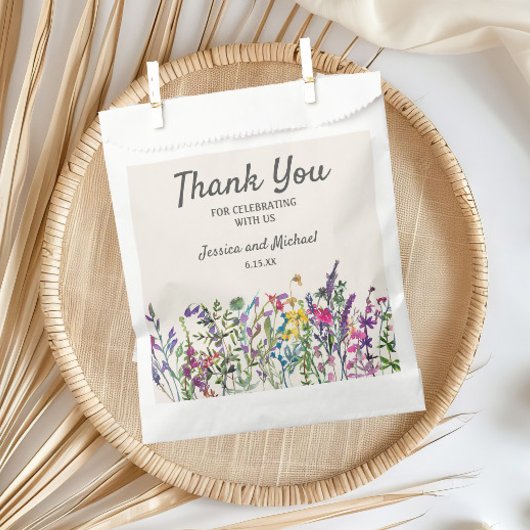 Sachets En Papier Mariage de crème Fleur sauvage aquarelle