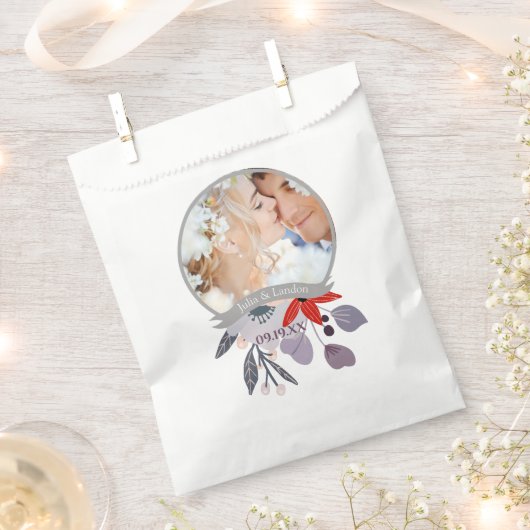 Sachets En Papier Mariage de  de couronnes florales violet rouge (Coupé)