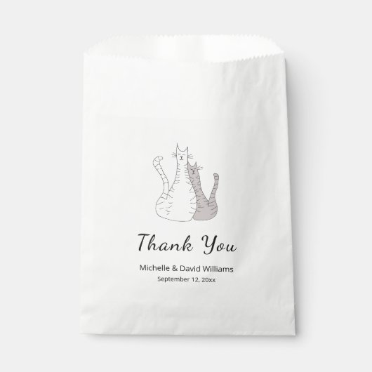 Sachets En Papier Mariage de dessin de chats mignons (Devant)