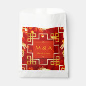 Sachets En Papier Mariage de dragon rouge et or (Devant)