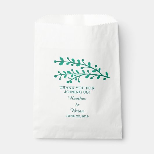Sachets En Papier Mariage de feuillage simple vert (Devant)