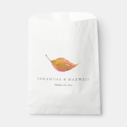Sachets En Papier Mariage de feuille orange d'aquarelle automnale