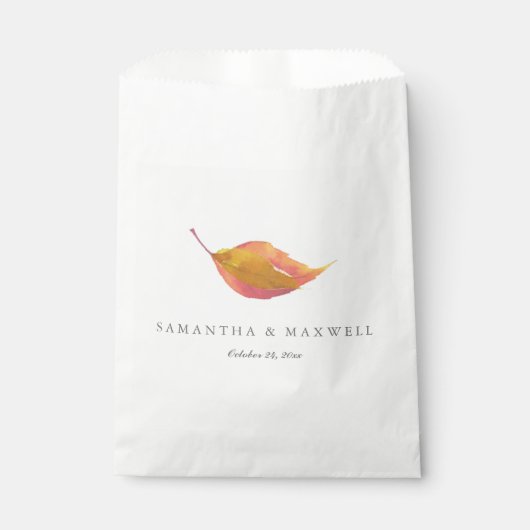 Sachets En Papier Mariage de feuille orange d'aquarelle automnale (Devant)