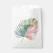 Sachets En Papier Mariage de feuille verte rose tropicale (Devant)