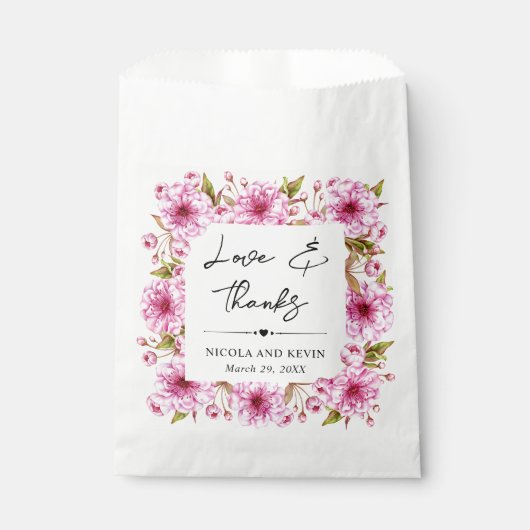 Sachets En Papier Mariage de fleurs de cerisier rose Aquarelle (Devant)