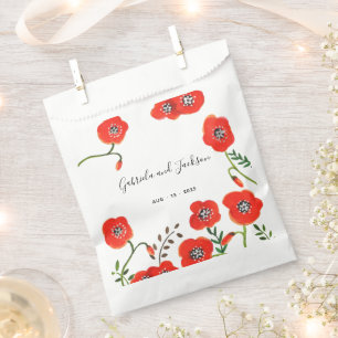Sachets En Papier Mariage de fleurs de pavot rouge