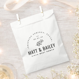 Sachets En Papier Mariage de fleurs modernes Monogramme Merci