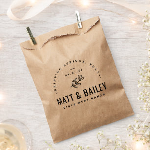 Sachets En Papier Mariage de fleurs modernes Monogramme Merci