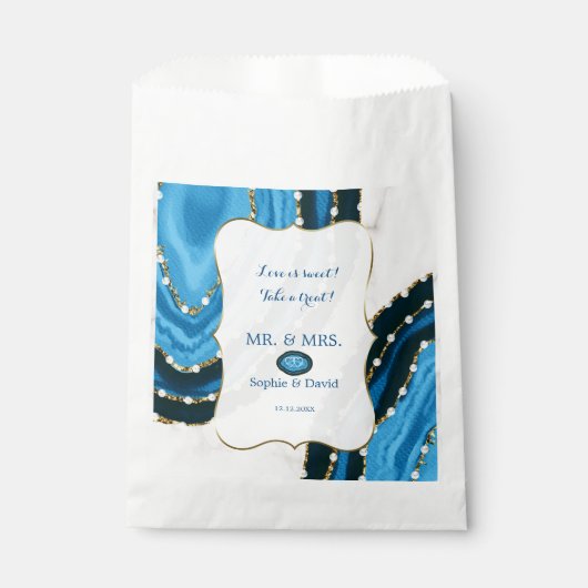 Sachets En Papier Mariage de l'agate Pearles de couleur bleu marine (Devant)