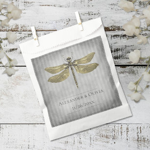 Sachets En Papier Mariage de libellules à bijoux en or
