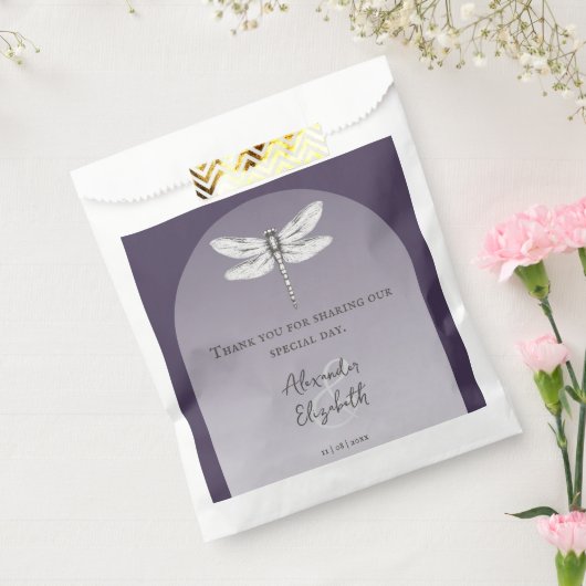 Sachets En Papier Mariage de libellules violettes foncées (Scellé)