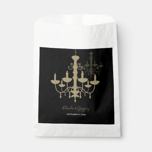 Sachets En Papier Mariage de lustre en or noir (Devant)