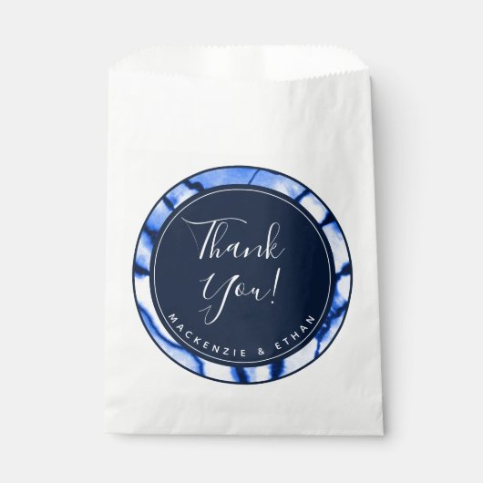 Sachets En Papier Mariage de marbre bleu marine moderne Merci (Devant)