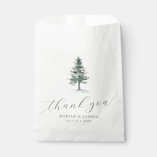Sachets En Papier Mariage de Merci d'arbre de pin aquarelle simple (Devant)