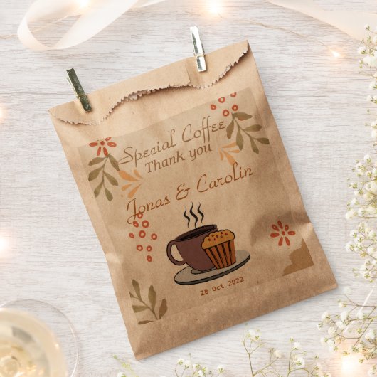 Sachets En Papier Mariage de Merci de café spécial personnalisé (Coupé)