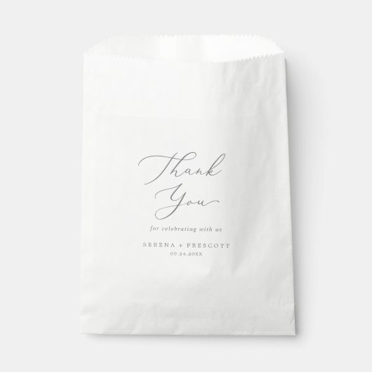 Sachets En Papier Mariage de Merci de calligraphie argentée (Devant)