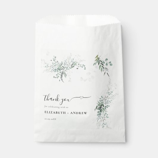 Sachets En Papier Mariage de Merci de feuillage vert (Devant)
