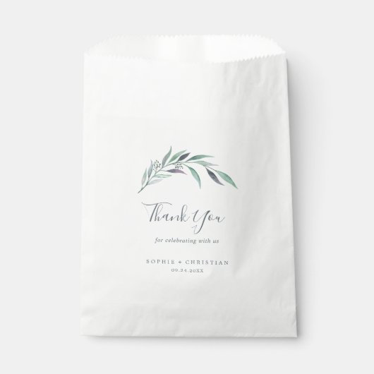 Sachets En Papier Mariage de Merci d'Eucalyptus pourpre et vert (Devant)