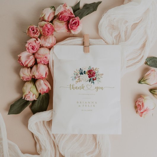 Sachets En Papier Mariage de Merci Floral Or Classique