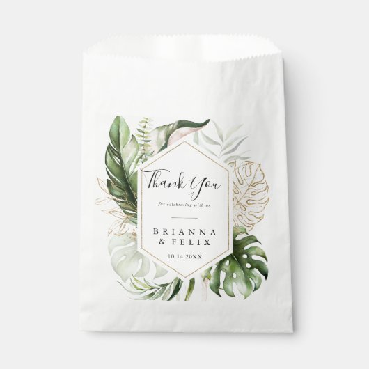 Sachets En Papier Mariage de Merci géométrique de verdure tropicale (Devant)