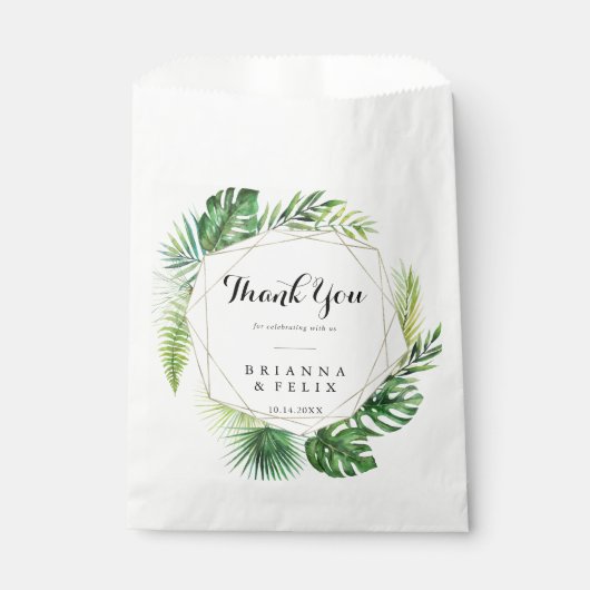 Sachets En Papier Mariage de Merci tropical de destination géométriq (Devant)