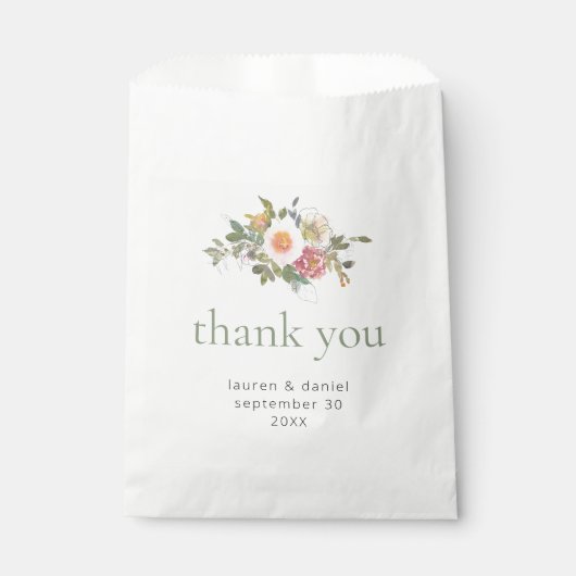 Sachets En Papier Mariage de Merci vert Sage (Devant)