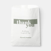 Sachets En Papier Mariage de Merci vert Sage moderne (Devant)