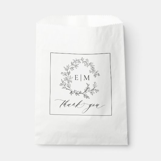 Sachets En Papier Mariage de monogramme blanc moderne (Devant)