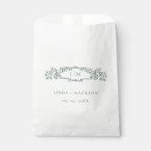 Sachets En Papier Mariage de monogramme de crête botanique Emerald G (Devant)