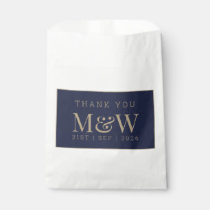 Sachets En Papier Mariage de Monogramme d'or de la marine moderne Me