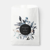 Sachets En Papier Mariage de monogramme Floral d'hiver bleu gelé (Devant)