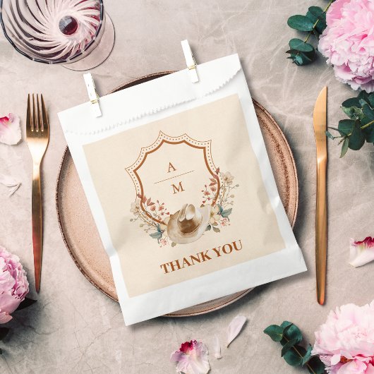 Sachets En Papier Mariage de monogramme Floral Western Crest