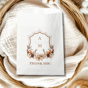 Sachets En Papier Mariage de monogramme Floral Western Crest