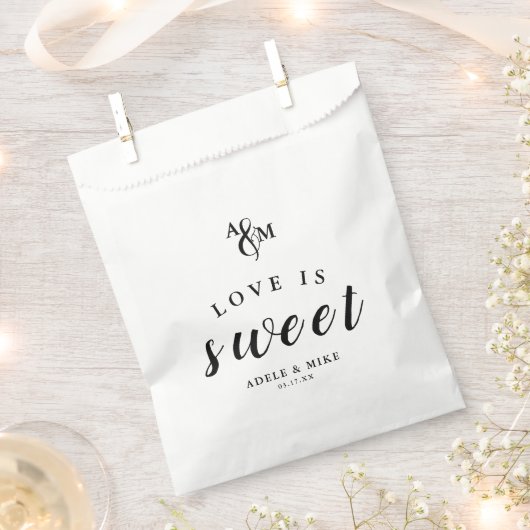 Sachets En Papier Mariage de monogramme noir et blanc moderne (Coupé)