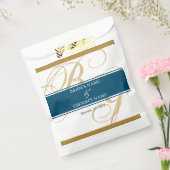 Sachets En Papier Mariage de monogramme or Blue Elegant (Scellé)