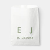 Sachets En Papier Mariage de monogramme vert et blanc Sage (Devant)