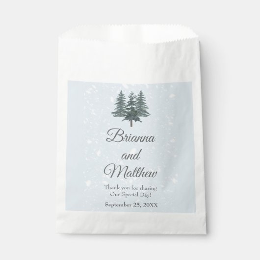 Sachets En Papier Mariage de neige À feuillage persistant hiver (Devant)