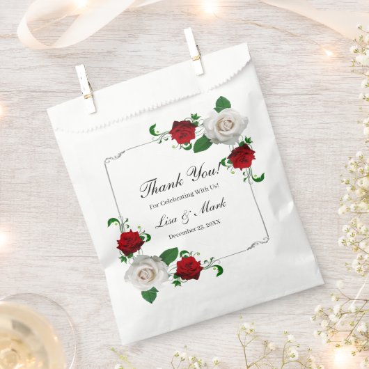 Sachets En Papier Mariage De Noël Rose Rouge Et Blanc (Coupé)