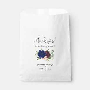 Sachets En Papier Mariage de parti chic boho floral bordeaux Navy