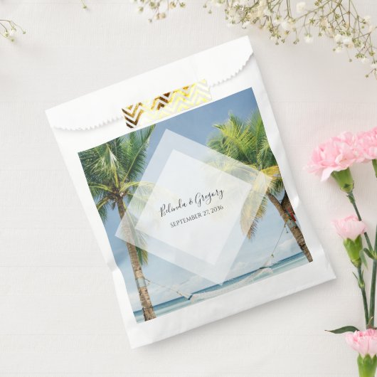 Sachets En Papier Mariage de plage de palmiers tropicaux (Scellé)