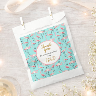 Sachets En Papier Mariage de plage moderne Flamant rose bleu rose