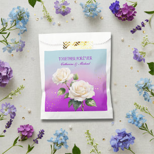 Sachets En Papier Mariage de printemps Roses ombrées aquarelle bleu