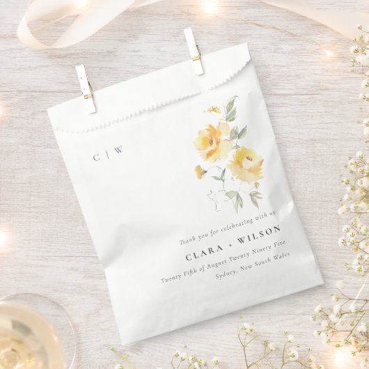 Sachets En Papier Mariage de Rose à aquarelle jaune vert (Coupé)