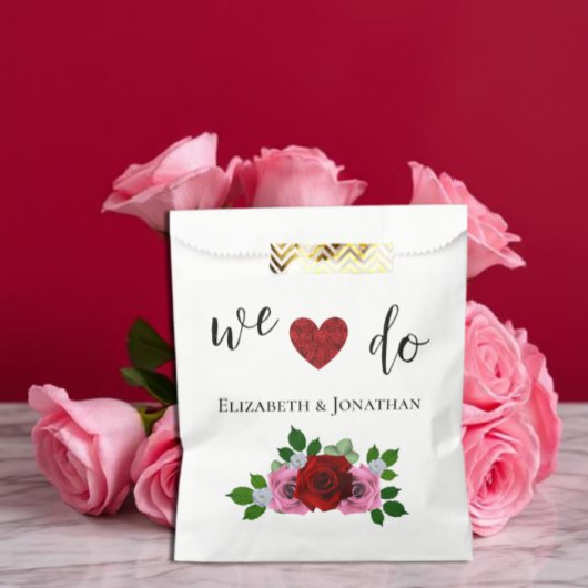 Sachets En Papier Mariage de roses rouges et roses