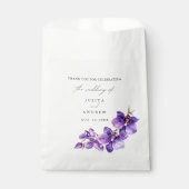 Sachets En Papier Mariage de script d'orchidée pourpre d'aquarelle (Devant)